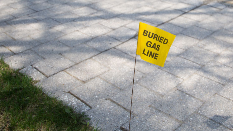 Photo of flag marking gas line