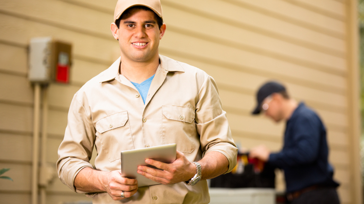 Photo of service worker with clipboard. 